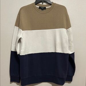 Forever 21 Tan and White Crewneck Sweater